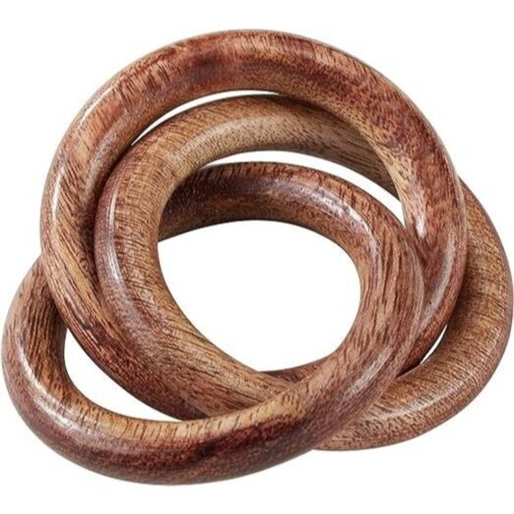 Wood Interlocked 3 Ring Napkin Ring Holder - Set of 3 - Picture 4 of 7